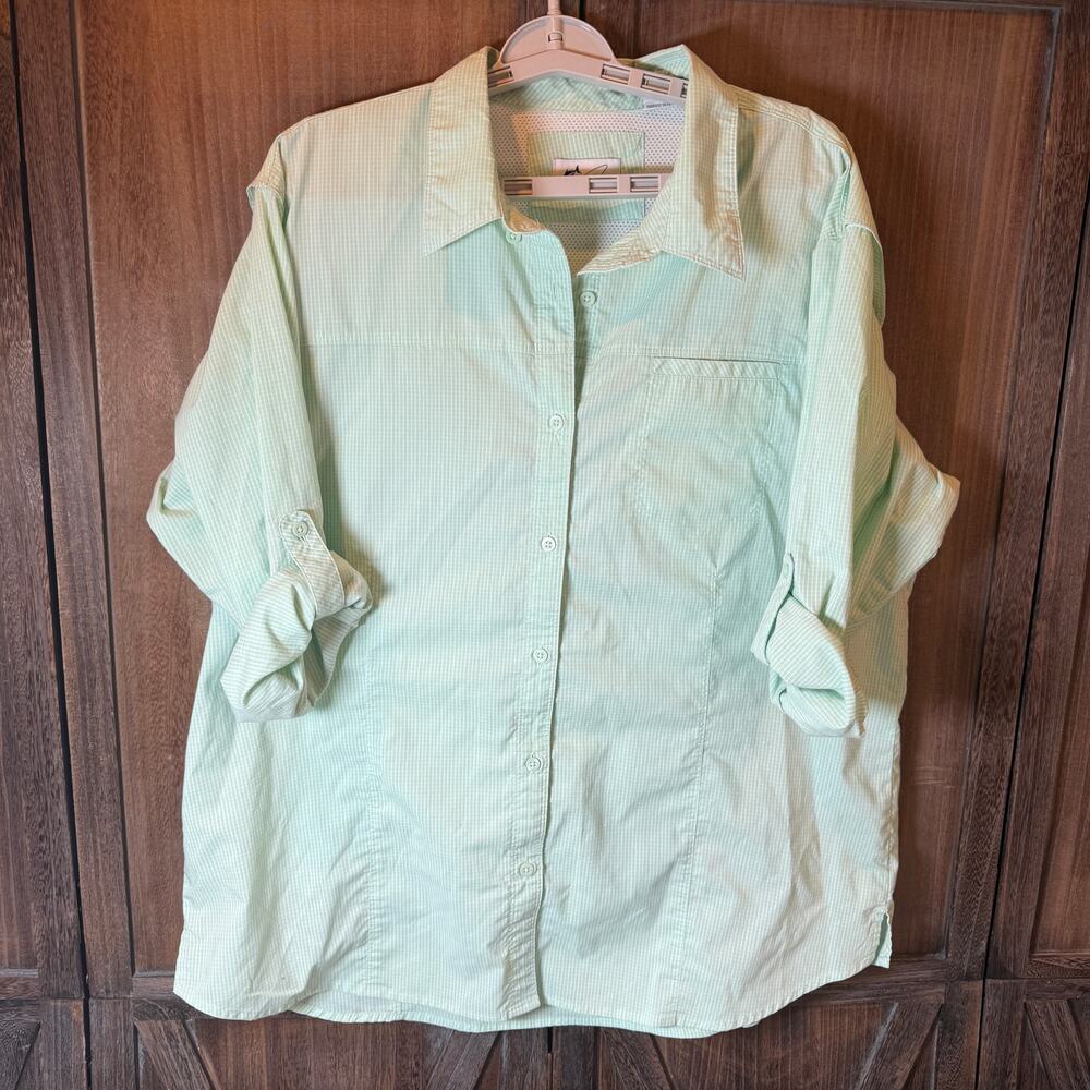 World Wide Sportsman Womens XXL Fishing Shirt Vented Outdoor Hiking Travel Green